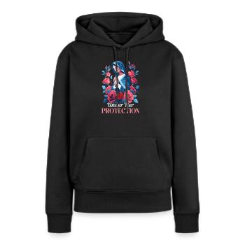 Die Jungfrau Maria unter ihrem Schutz - Frauen Premium Bio Hoodie - Schwarz - Vorne - Julia (174cm)