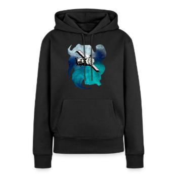 Weltraum Satellit - Frauen Premium Bio Hoodie - Schwarz - Vorne - Julia (174cm)