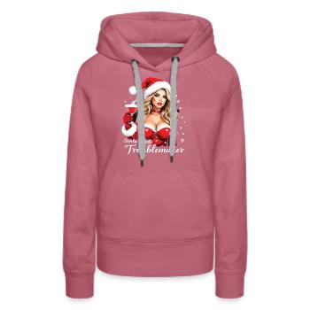 Santa's Little Troublemaker Christmas Hat - Women’s Premium Organic Hoodie - mauve - Front - Isabella (175cm)