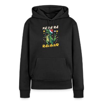 Dinosaure Noël Fa Ra Ra Raaaawr - Sweat à capuche Premium bio Femme - noir - Devant - Julia (174cm)