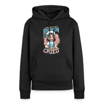 Macaron Macaron Boulanger Pâtissier - Sweat à capuche Premium bio Femme - noir - Devant - Julia (174cm)