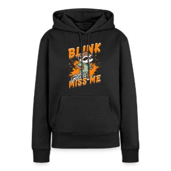 Sprint Sprinten Cligne des yeux et je te manquerai - Sweat à capuche Premium bio Femme - noir - Devant - Julia (174cm)