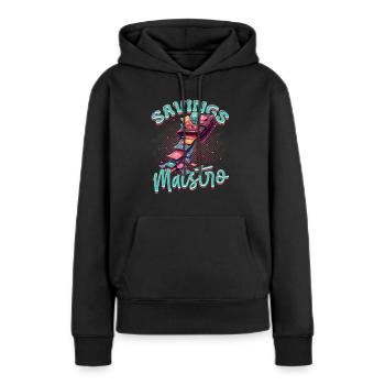 Couponing Coupon Savings Maestro - Frauen Premium Bio Hoodie - Schwarz - Vorne - Julia (174cm)