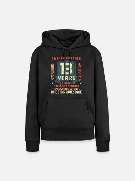13 Jahre alt! Geburtstagsgeschenk 13. Geburtstag - Dame Premium hoodie, økologisk bomuld - sort