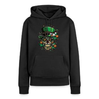 Crâne irlandais avec trèfle pour la Saint-Patrick - Sweat à capuche Premium bio Femme - noir - Devant - Julia (174cm)