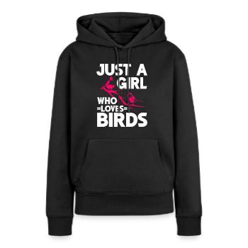 Observation des oiseaux Mignon Amoureux des oiseaux - Sweat à capuche Premium bio Femme - noir - Devant - Julia (174cm)