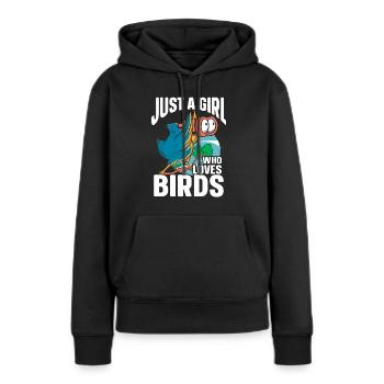 Observation des oiseaux Mignon Amoureux des oiseaux - Sweat à capuche Premium bio Femme - noir - Devant - Julia (174cm)