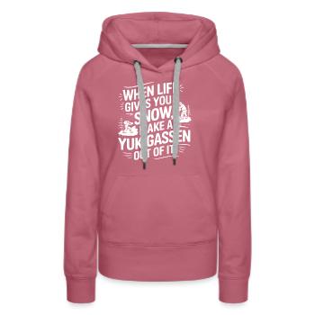 Quand la vie vous donne de la neige, faites un Yukigassen avec - Sweat à capuche Premium bio Femme - mauve - Devant - Isabella (175cm)