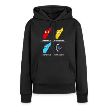 Madagascar Stimmungslevel Glücklich bis Ohne Sprit - Frauen Premium Bio Hoodie - Schwarz - Vorne - Julia (174cm)