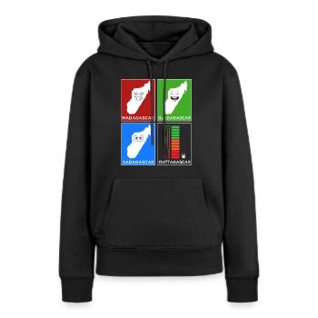 Madagascar Stimmungslevel Glücklich bis Ohne Sprit - Frauen Premium Bio Hoodie - Schwarz - Vorne - Julia (174cm)