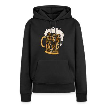 Tournée des bars Tournée des pubs - Sweat à capuche Premium bio Femme - noir - Devant - Julia (174cm)