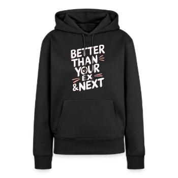 Mieux que votre ex et votre prochaine rupture Single Party - Sweat à capuche Premium bio Femme - noir - Devant - Julia (174cm)