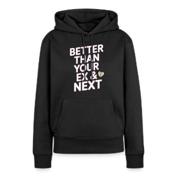 Mieux que votre ex et votre prochaine rupture Single Party - Sweat à capuche Premium bio Femme - noir - Devant - Julia (174cm)