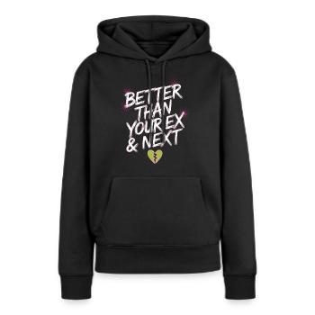 Mieux que votre ex et votre prochaine rupture Single Party - Sweat à capuche Premium bio Femme - noir - Devant - Julia (174cm)