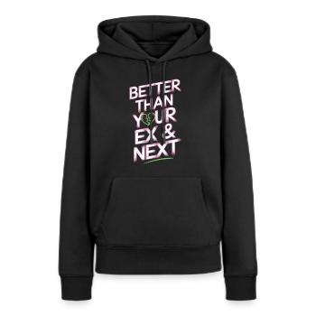 Mieux que votre ex et votre prochaine rupture Single Party - Sweat à capuche Premium bio Femme - noir - Devant - Julia (174cm)