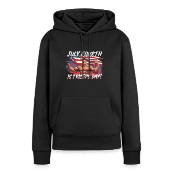 Trizeps Workout Fitness Le 4 juillet est le jour des triceps - Sweat à capuche Premium bio Femme - noir - Devant - Julia (174cm)