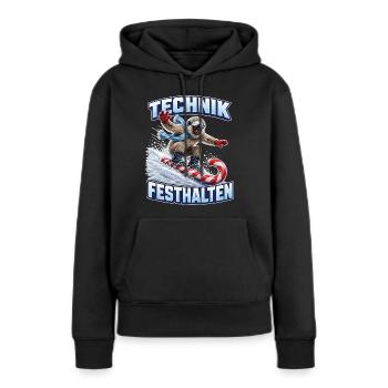 Brillenlangur auf der Zuckerstange - Frauen Premium Bio Hoodie - Schwarz - Vorne - Julia (174cm)