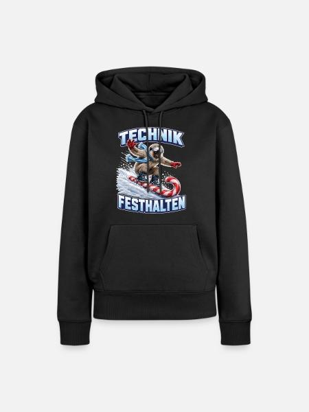 Brillenlangur auf der Zuckerstange - Frauen Premium Bio Hoodie - Schwarz