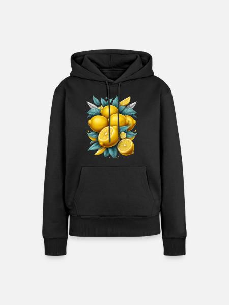 Zitronen - Frauen Premium Bio Hoodie - Schwarz