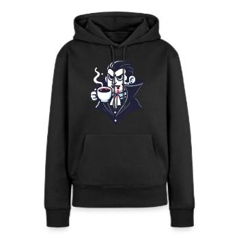 Dracula Coffee Time Cartoon Design - Sweat à capuche Premium bio Femme - noir - Devant - Julia (174cm)