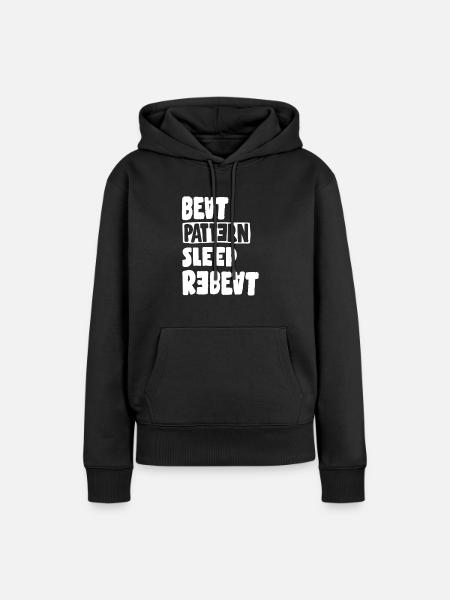 Beat Sleep Rebeat - Frauen Premium Bio Hoodie - Schwarz