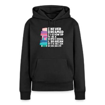 Bibliothèque Bibliothécaire Bibliothèques Cadeau - Sweat à capuche Premium bio Femme - noir - Devant - Julia (174cm)