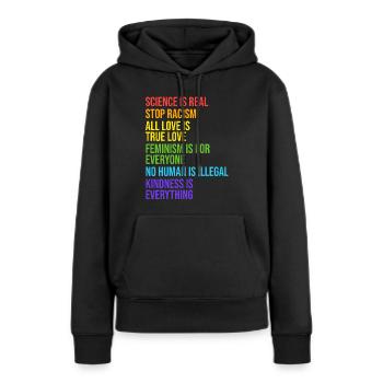 18 La science est un véritable arrêt du racisme - Sweat à capuche Premium bio Femme - noir - Devant - Julia (174cm)