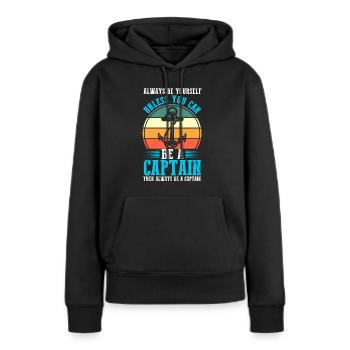 Captain Boat Captains Cadeau - Sweat à capuche Premium bio Femme - noir - Devant - Julia (174cm)