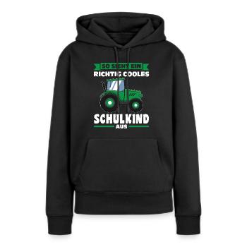 Schulkind Traktor Schulbeginn Geschenk - Frauen Premium Bio Hoodie - Schwarz - Vorne - Julia (174cm)