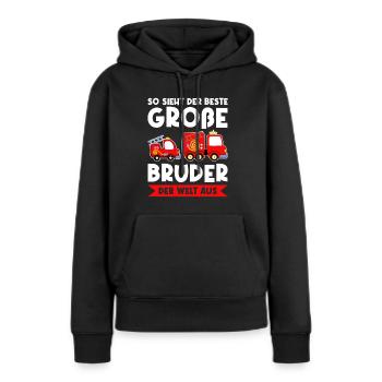 Großer Bruder Feuerwehr Grosser Bruder Geschenk - Frauen Premium Bio Hoodie - Schwarz - Vorne - Julia (174cm)