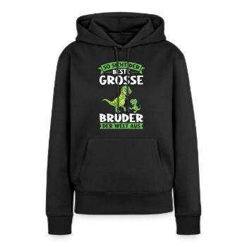Großer Bruder Dinosaurier Grosser Bruder Geschenk - Frauen Premium Bio Hoodie - Schwarz - Vorne - Julia (174cm)