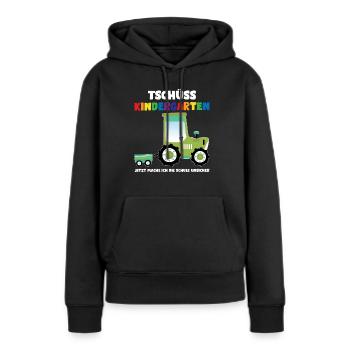 Schulkind Traktor Schulbeginn Geschenk - Frauen Premium Bio Hoodie - Schwarz - Vorne - Julia (174cm)