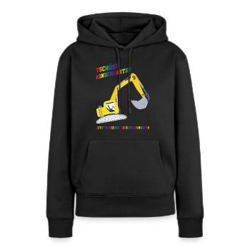 Schulkind Bagger Schulbeginn Geschenk - Frauen Premium Bio Hoodie - Schwarz - Vorne - Julia (174cm)
