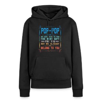 pop-pop Vatertag pop-pop Geschenk - Frauen Premium Bio Hoodie - Schwarz - Vorne - Julia (174cm)