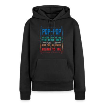 pop-pop Vatertag pop-pop Geschenk - Frauen Premium Bio Hoodie - Schwarz - Vorne - Julia (174cm)