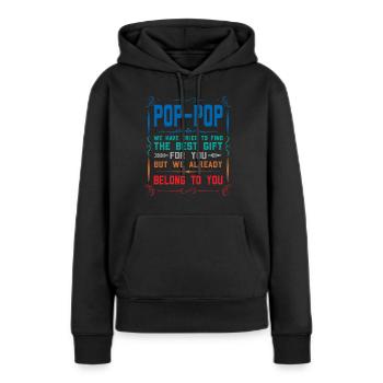 pop-pop Vatertag pop-pop Geschenk - Frauen Premium Bio Hoodie - Schwarz - Vorne - Julia (174cm)