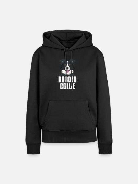 Lächelnder Border Collie - Frauen Premium Bio Hoodie - Schwarz