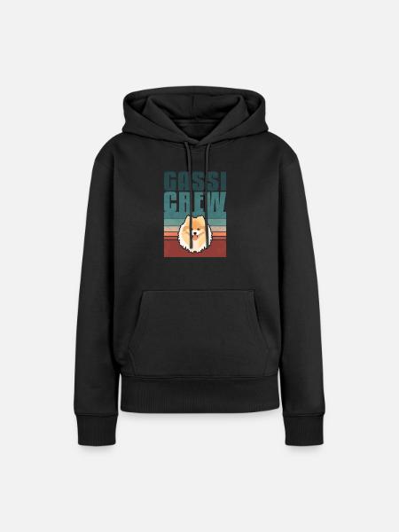 Gassi Crew, Zwergspitz - Frauen Premium Bio Hoodie - Schwarz
