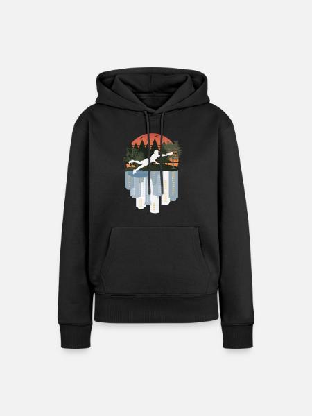 Ultimate Frisbee, wundervolle Natur - Dame Premium hoodie, økologisk bomuld - sort