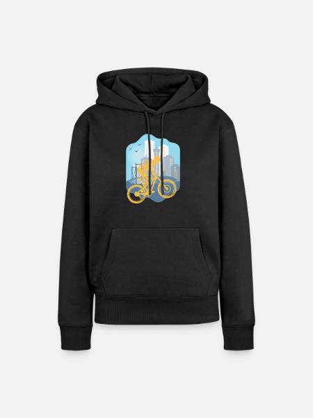 Skyline Downhill - Frauen Premium Bio Hoodie - Schwarz