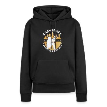 Rythme paintball - Sweat à capuche Premium bio Femme - noir - Devant - Julia (174cm)