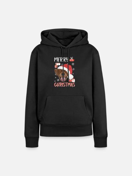 Labrador Frohe Weihnachten - Dame Premium hoodie, økologisk bomuld - sort