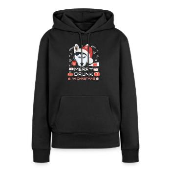 Marché de Noël Husky - Sweat à capuche Premium bio Femme - noir - Devant - Julia (174cm)