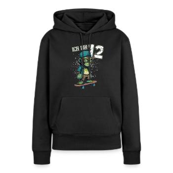 Kinder Geburtstag 12 Jahre - Skater Affe - Frauen Premium Bio Hoodie - Schwarz - Vorne - Julia (174cm)