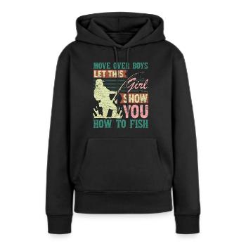 Angeln Fischen Anglerin - Frauen Premium Bio Hoodie - Schwarz - Vorne - Julia (174cm)