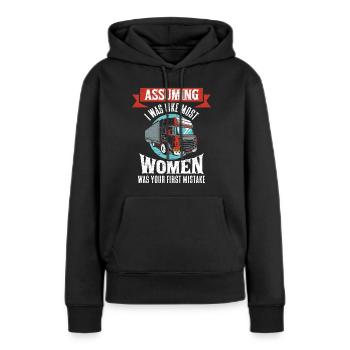 LKW Fahrerin Lastwagenfahrerin Damen - Frauen Premium Bio Hoodie - Schwarz - Vorne - Julia (174cm)
