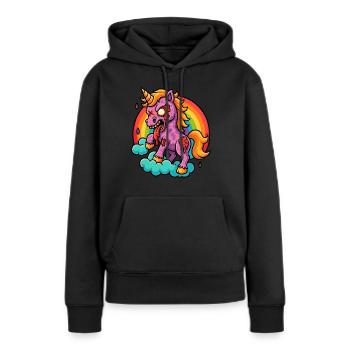 Bloody Zombie Unicorn Style Bande Dessinée - Sweat à capuche Premium bio Femme - noir - Devant - Julia (174cm)
