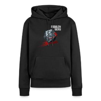 D20 Cube - Problème résolu - Sweat à capuche Premium bio Femme - noir - Devant - Julia (174cm)