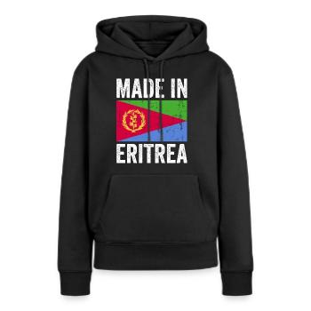 Made in Eritrea | Eritrea Flagge - Frauen Premium Bio Hoodie - Schwarz - Vorne - Julia (174cm)