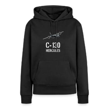 C130 Hercules design - Sweat à capuche Premium bio Femme - noir - Devant - Julia (174cm)